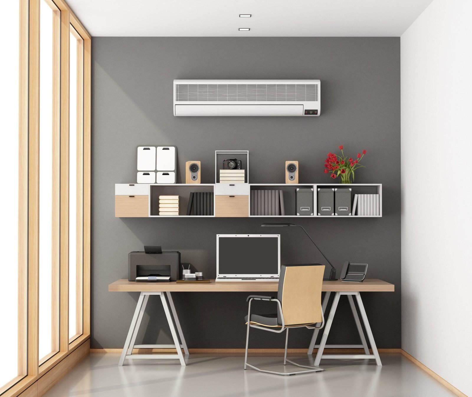 Home office climatizado com ar-condicionado instalado pela Keartec
